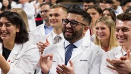 Zain at his whitecoat ceremony during his first year alongside his classmates.