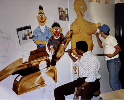 Mural that Ramos and classmate painted at the former pediatrics clinic.